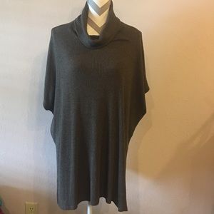 Cowl-neck brown short-sleeves sweater - size M/L